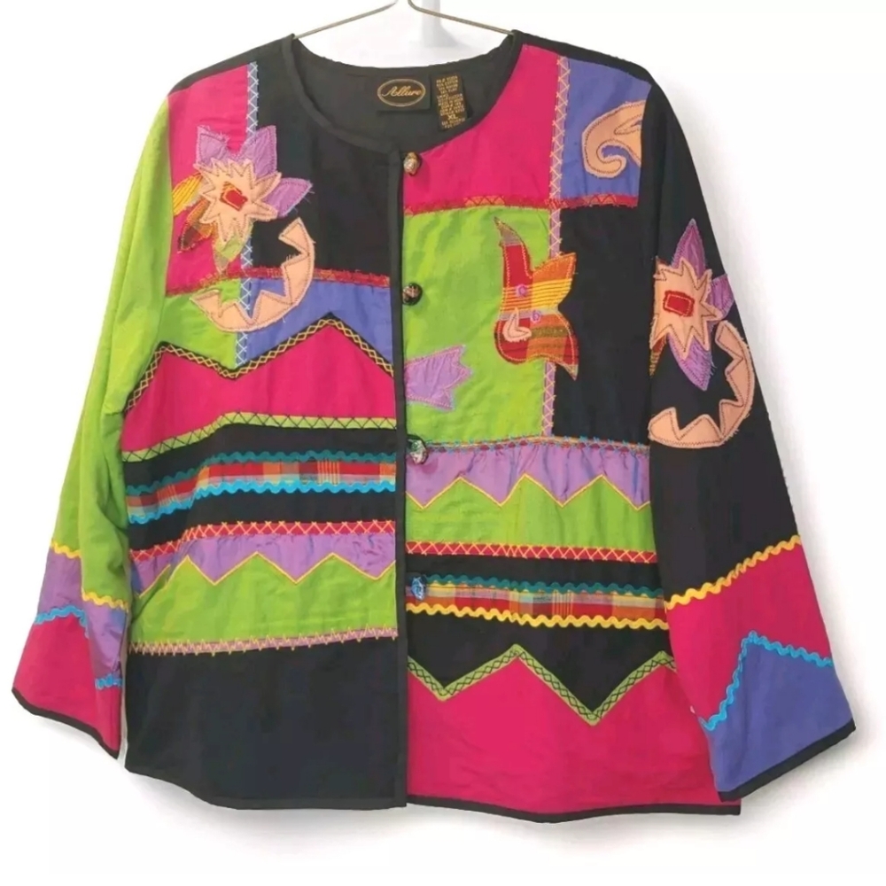 Allure Artsy Patchwork Jacket Woman XL Fairy Boho Coastal Cowgirl Whimisy Floral